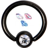 Piercing anneau 1,6mm 31 - PVD noir strass