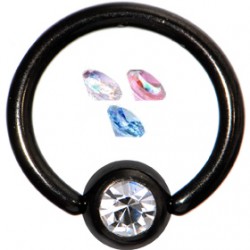 Piercing anneau 1,6mm 31 - PVD noir strass