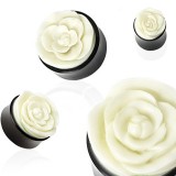 Plug courbe en corne flower blanche
