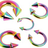 Piercing fer à cheval PVD rainbow pointes 2 à 6mm