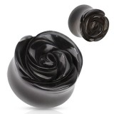 Plug courbe flower en agate noire