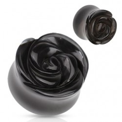 Plug courbe flower en agate noire
