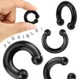 Piercing fer à cheval flexible en silicone noir 3 à 12mm