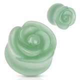 Plug courbe flower en aventurine jade