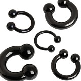 Piercing fer à cheval PVD black-line boules 2 à 6mm