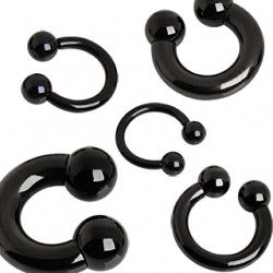 Piercing fer à cheval PVD black-line boules 2 à 6mm