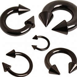 Piercing fer à cheval PVD black-line pointes 2 à 6mm
