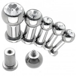 Piercing labret en acier strass transparent 4 à 6mm