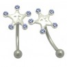 Piercing arcade argent motif soleil avec boules gris (10)