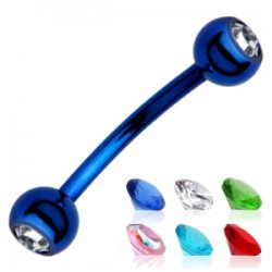 Piercing arcade 24 - PVD bleu strass