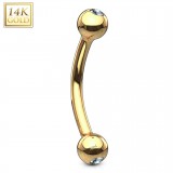 Piercing arcade OR-14k jaune boules avec cristal