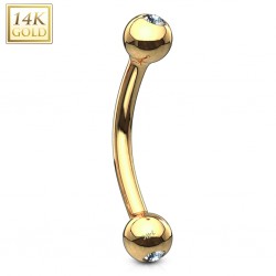 Piercing arcade OR-14k jaune boules avec cristal
