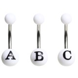 Piercing nombril UV blanc lettre