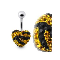 Piercing nombril cristal 43 - Férido coeur zèbre