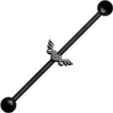 Piercing industriel 63 - Coeur ailé noir