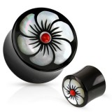 Plug courbe corne fleur centre rouge