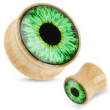 Plug courbe en bois oeil vert