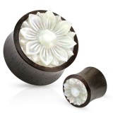 Plug courbe en bois fleur nacre