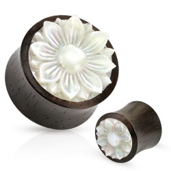 Plug courbe en bois fleur nacre