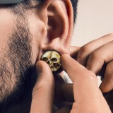 Plug courbe en corne et crâne en résine 3D