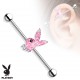 Piercing industriel 151 - Playboy lapin strass rose