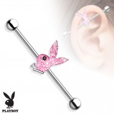 Piercing industriel 151 - Playboy lapin stras rose