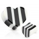 Plug courbe en corne noire et blanche coeur (OR147)