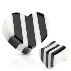 Plug courbe en corne noire et blanche coeur