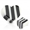 Plug courbe en corne noire et blanche coeur (OR147)