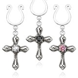 Faux-piercing pour téton 27 - Croix avec strass