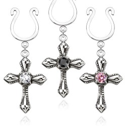 Faux-piercing pour téton 27 - Croix avec strass