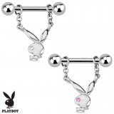 Piercing téton playboy 5 - Lapin gris oeil strass