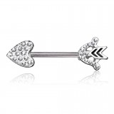 Piercing téton barbell 08 - Coeur flèche strass