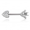 Piercing téton barbell 08 - Coeur flèche strass