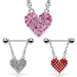 Piercing téton barbell 09 - Coeurs multistrass