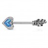 Piercing téton barbell 17 - Coeur glitter plume