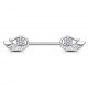 Piercing téton barbell 89 - Ailes strass transparents