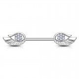 Piercing téton barbell 89 - Ailes strass transparents