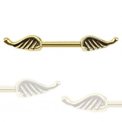Piercing téton barbell 91 - Ailes jaunes