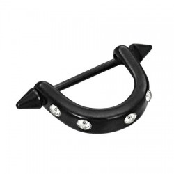 Bouclier de téton 33 - Demi-cercle fin noir strass