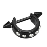 Bouclier de téton 32 - Petit demi-cercle noir strass
