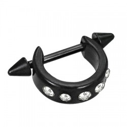 Bouclier de téton 32 - Petit demi-cercle noir strass