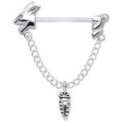 Piercing téton barbell 48 - Lapin et carotte