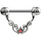 Piercing téton barbell 53 - étoile strass rose