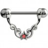 Piercing téton barbell 53 - étoile strass rose