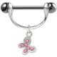 Piercing téton barbell 57 - Papillon strass roses