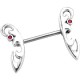 Piercing téton barbell 67 - Deux ailes strass rouge