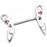 Piercing téton barbell 67 - Deux ailes strass rouge
