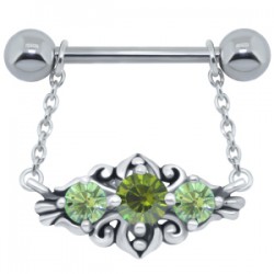 Piercing téton barbell 86 - Motif deluxe C pendant