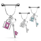 Piercing téton barbell 23 - Serrure et clé